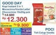 Promo Harga Good Day Instant Coffee 3 in 1 Mocacinno, Vanilla Latte, Chococinno per 10 sachet 20 gr - Indomaret