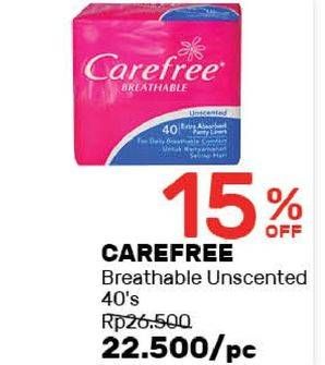 Promo Harga Carefree Breathable Unscented 40 pcs - Guardian