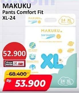 Promo Harga Makuku Comfort Fit Diapers Pants XL24 24 pcs - Alfamart