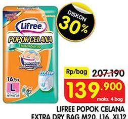 Promo Harga Lifree Popok Celana Ekstra Serap M20, L16, XL12 12 pcs - Superindo