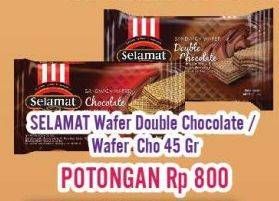 Promo Harga Selamat Wafer Chocolate, Double Chocolate 45 gr - Hypermart