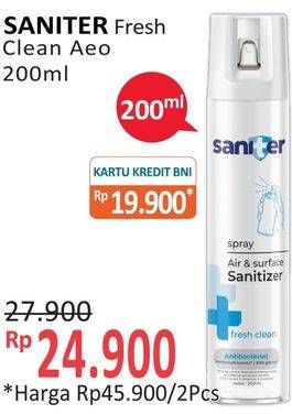 Promo Harga SANITER Air & Surface Sanitizer Aerosol Fresh Clean 200 ml - Alfamidi