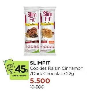 Promo Harga Slim & Fit Cookies Raisin Cinnamon, Dark Chocolate 22 gr - Watsons