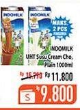 Promo Harga Indomilk Susu UHT Cokelat, Full Cream Plain 1000 ml - Hypermart