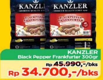 Promo Harga KANZLER Frankfurter Blackpepper 300 gr - TIP TOP