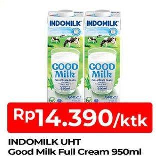 Promo Harga INDOMILK Susu UHT Full Cream Plain 950 ml - TIP TOP