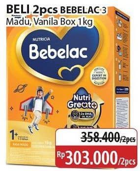 Promo Harga Bebelac 3 Susu Pertumbuhan Madu, Vanila 1000 gr - Alfamidi
