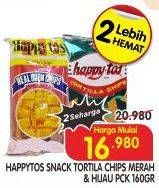 Promo Harga HAPPY TOS Tortilla Chips Hijau, Merah 160 gr - Superindo