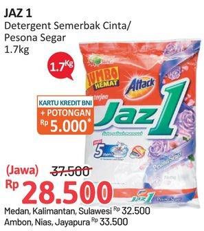 Promo Harga ATTACK Jaz1 Detergent Powder Semerbak Cinta, Pesona Segar 1700 gr - Alfamidi