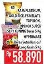Promo Harga Raja Platinum, Gold Rice, FS Melati, Topi Koki Super Slpy Kuning, Hypermart Beras  - Hypermart
