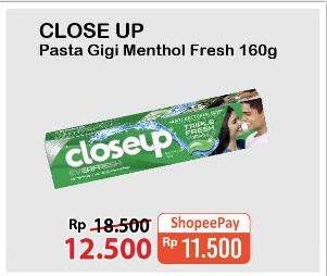 Promo Harga CLOSE UP Pasta Gigi Deep Action Menthol Fresh 160 gr - Alfamart