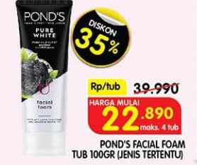 Pond's Facial Foam 100 gr Diskon 42%, Harga Promo Rp22.890, Harga Normal Rp39.990, Harga Mulai
Maks 4 Tub