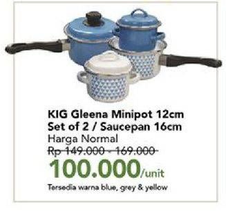 Promo Harga KIG Gleena Cookware Series Blue, Grey, Yellow  - Carrefour