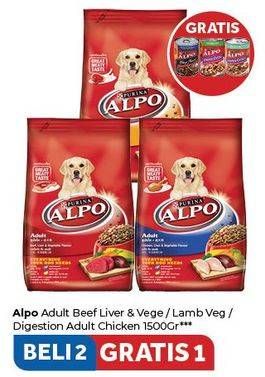 Promo Harga ALPO Makanan Anjing Adult Beef, Lamb Vegetable, Chicken 1500 gr - Carrefour