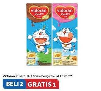 Promo Harga VIDORAN Xmart UHT Coklat, Strawberry 175 ml - Carrefour