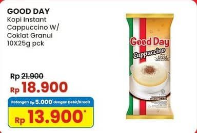 Promo Harga Good Day Cappuccino per 10 sachet 25 gr - Indomaret