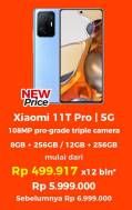 Promo Harga Xiaomi 11T Pro 8 GB + 256 GB, 12 GB + 256 GB  - Erafone