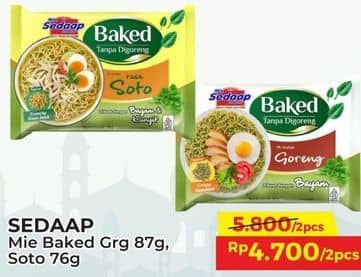 Promo Harga Sedaap Baked Mie Instant Goreng, Soto 76 gr - Alfamart