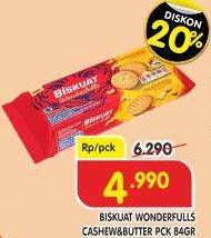 Promo Harga BISKUAT Wonderfulls Biskuit Cashew Butter 84 gr - Superindo