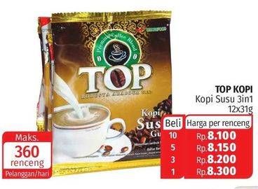 Promo Harga Top Coffee Kopi 3in1 per 12 sachet 31 gr - Lotte Grosir