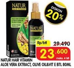 Promo Harga NATUR Hair Vitamin Aloe Vera Provitamin B5, Olive Oil Vit E 80 ml - Superindo