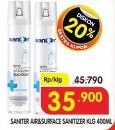 Promo Harga Saniter Air & Surface Sanitizer Aerosol 400 ml - Superindo