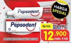 Promo Harga Pepsodent Pasta Gigi Pencegah Gigi Berlubang White 225 gr - Superindo