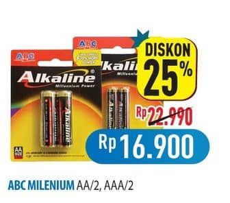 Promo Harga ABC Battery Alkaline LR03/AAA, LR6/AA 2 pcs - Hypermart