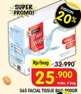 Promo Harga 365 Facial Tissue 800 gr - Superindo