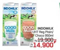 Promo Harga Indomilk Susu UHT Full Cream Plain, Cokelat 950 ml - LotteMart