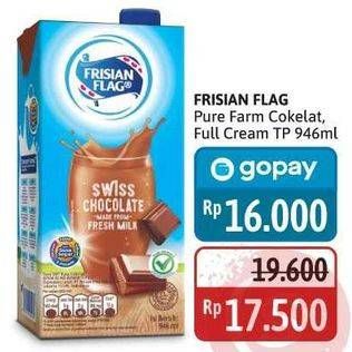 Promo Harga Frisian Flag Susu UHT Purefarm Swiss Chocolate, Full Cream 946 ml - Alfamidi