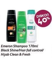 Promo Harga EMERON Shampoo Black Shine, Hair Fall Control, Hijab Clean Fresh 170 ml - LotteMart