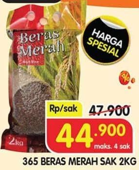 Promo Harga 365 Beras Merah 2000 gr - Superindo