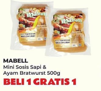 Promo Harga Mabell Mini Sosis Sapi & Ayam Bratwurst 500 gr - Yogya