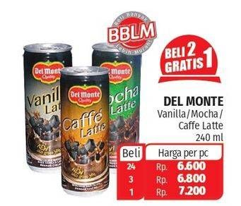 Promo Harga DEL MONTE Latte Vanilla Latte, Mocha Latte, Caffe Latte 240 ml - Lotte Grosir