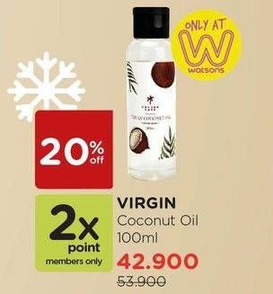 Promo Harga VIRGIN Coconut Oil 100 ml - Watsons