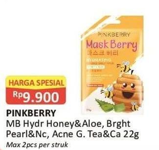 Promo Harga PINKBERRY Maskberry Green Tea, Honey Aloe, Pearl Niacinamide 22 gr - Alfamart
