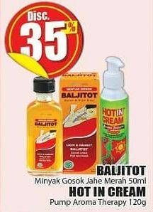 Promo Harga BALJITOT Minyak Gosok Jahe Merah 50 mL/HOT IN CREAM Pump Aromatherapy 120 g  - Hari Hari