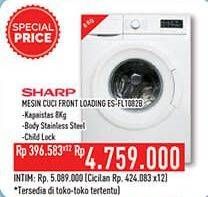 Promo Harga SHARP ES-FL1082 | Mesin Cuci Front Load 8kg 8000 gr - Hypermart