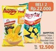 Promo Harga HAPPY TOS Tortilla Chips Nacho Cheese, Jagung Bakar/Roasted Corn 140 gr - LotteMart