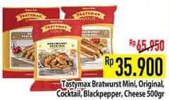 Promo Harga Tastymax Bratwurst Mini, Original, Cocktail, Chesee, Blackpapper 500 gr - Hypermart