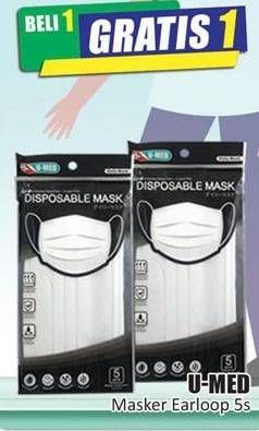 Promo Harga UMED Disposable Mask Earloop 5 pcs - Hari Hari