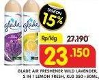 Promo Harga GLADE Aerosol Wild Lavender, Fresh Lemon 400 ml - Superindo
