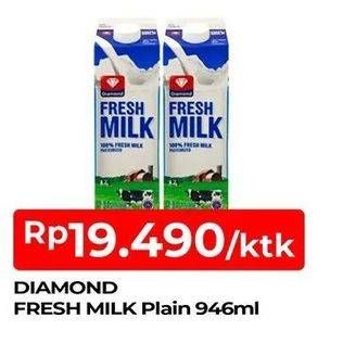 Promo Harga DIAMOND Fresh Milk Plain 946 ml - TIP TOP