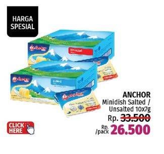 Promo Harga Anchor Butter Salted Minidish, Unsalted Minidish per 10 pcs 7 gr - LotteMart