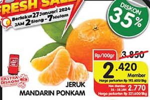 Promo Harga Jeruk Mandarin Ponkam per 100 gr - Superindo