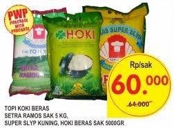 Promo Harga TOPI KOKI Beras Setra Ramos / Super Slyp / HOKI Beras 5kg  - Superindo
