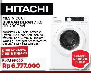 Promo Harga Hitachi BD-70CE WH | Mesin Cuci  - COURTS