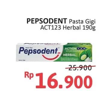 Promo Harga Pepsodent Pasta Gigi Action 123 Herbal 190 gr - Alfamidi