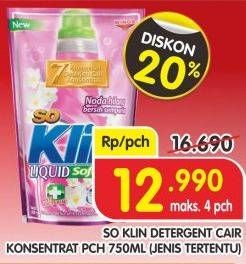 Promo Harga SO KLIN Liquid Detergent Jenis Tertentu 750 ml - Superindo